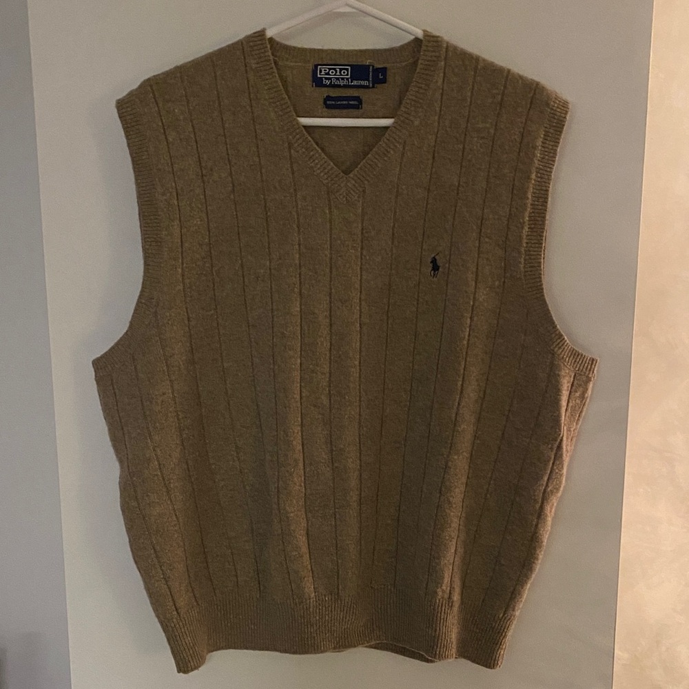 Polo by Ralph Lauren Men's V-Neck Brown Sweater Vest